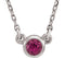 Pink Tourmaline Bezel Birtstone Rhodium Plate 14k White Gold Pendant Necklace, 16"