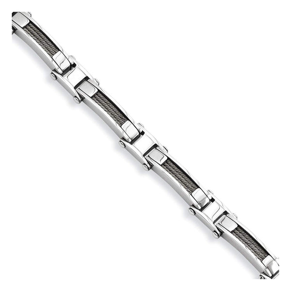 Men's Polished Stainless Steel 8mm Wire Link Bracelet, 8.5"