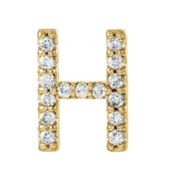 14k Yellow Gold Gold Diamond Letter 'H' Initial Stud Earring (Single Earring) (.07 Ctw, GH Color, I1 Clarity)