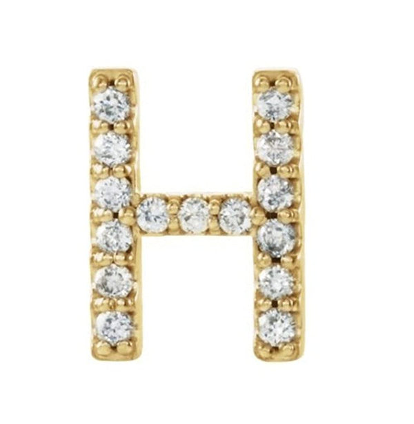 14k Yellow Gold Gold Diamond Letter 'H' Initial Stud Earring (Single Earring) (.07 Ctw, GH Color, I1 Clarity)