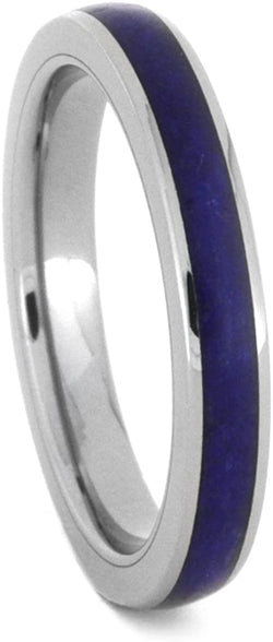 Lapis Lazuli Inlay 3mm Comfort-Fit Titanium Wedding Band, Size 16