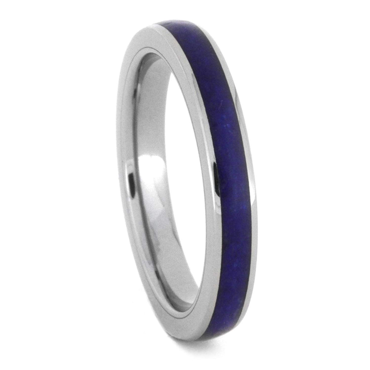 Lapis Lazuli Inlay 3mm Comfort-Fit Titanium Wedding Band