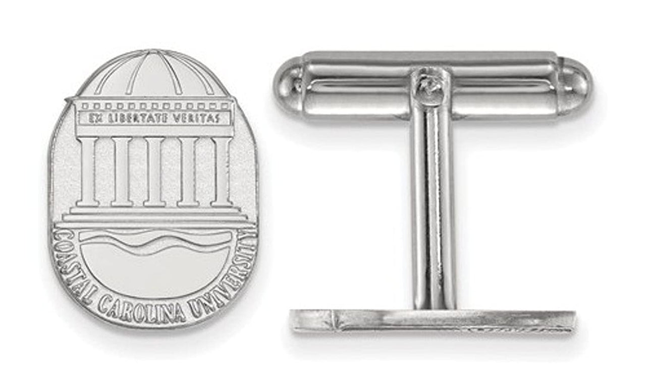 Rhodium-Plated Sterling Silver Coastal Carolina University Crest Cuff Links, 16X11MM