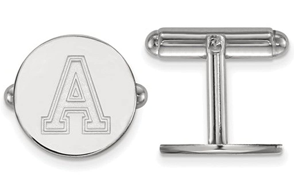 Rhodium-Plated Sterling Silver, U.S. Military Academy Round Cuff Links, 15MM