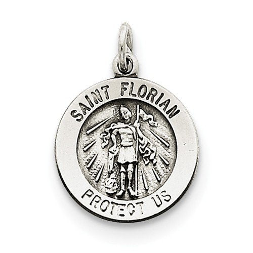 Sterling Silver Antiqued St. Florian Medal (22X15MM)