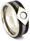 White Opal, Dinosaur Bone, Gibeon Meteorite 7mm Comfort Fit Titanium Wedding Band, Size 5.5