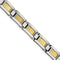 Men's Polished Stainless Steel 11mm 18k Yellow Gold Foil Bracelet, 8.25"