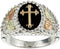 Men's Cross Ring, Sterling Silver, 10k Yellow Gold, 12k Green and Rose Gold Black Hills Gold Motif, Size 8.75