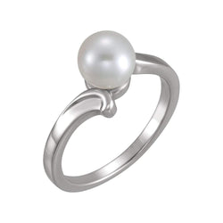 White Freshwater Cultured Pearl Ring, Sterling Silver (7.00-7.50 mm)