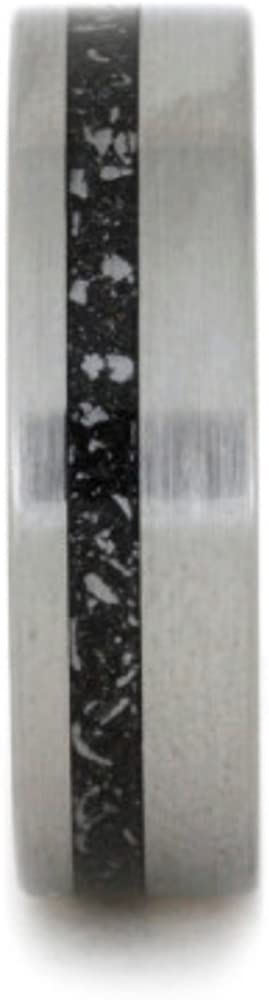 Stardust Meteorite, Ironwood Burl Sleeve 6mm Comfort-Fit Brushed Titanium Band, Size 5.75