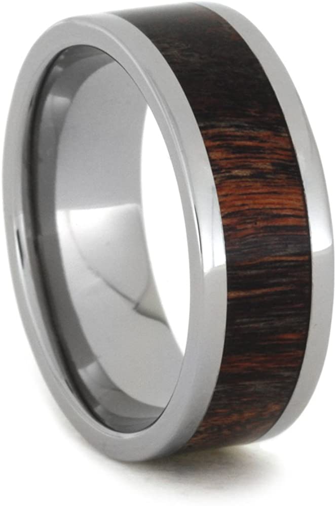 Red and Black Poplar Wood 8mm Comfort-Fit Titanium Wedding Band, Size 13.5