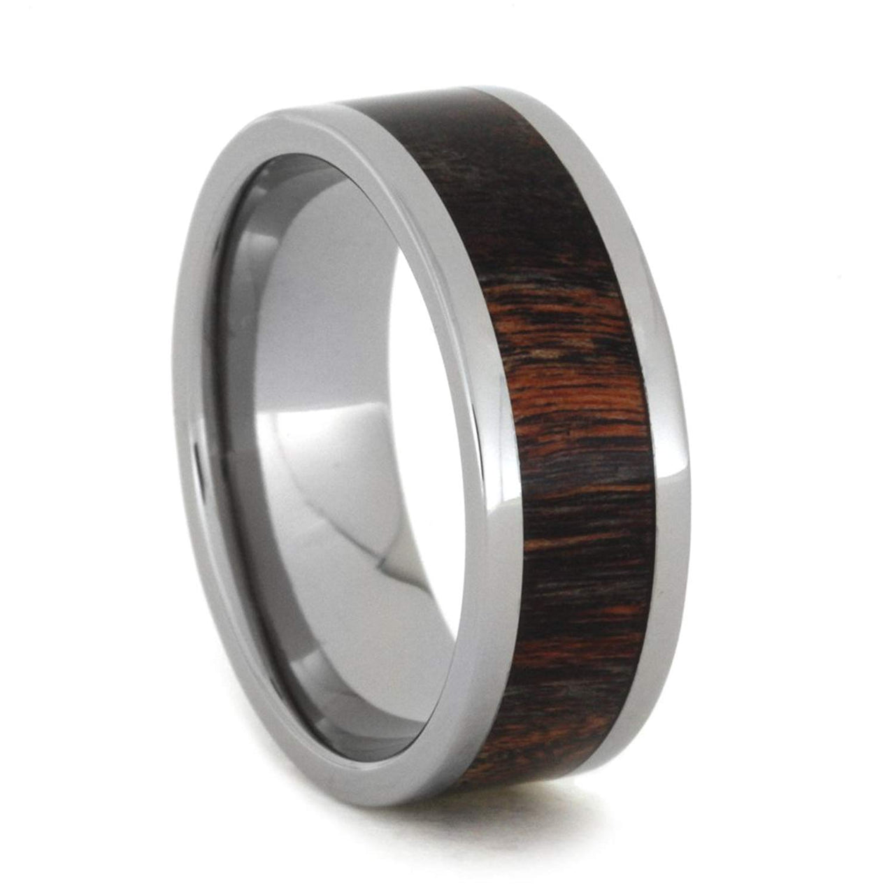 Red and Black Poplar Wood 8mm Comfort-Fit Titanium Wedding Band