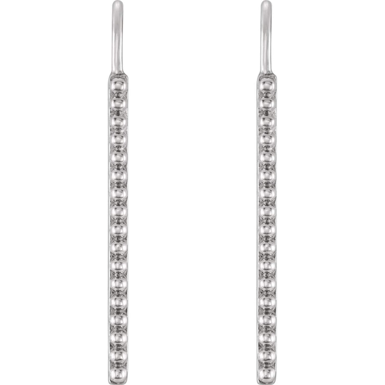 Bead Trim Dangle Earrings, Rhodium-Plated 14k White Gold