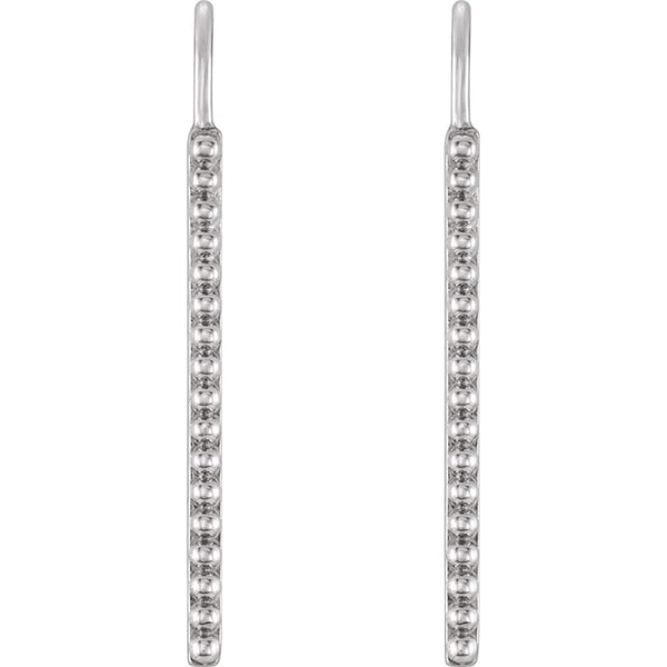 Bead Trim Dangle Earrings, Rhodium-Plated 14k White Gold