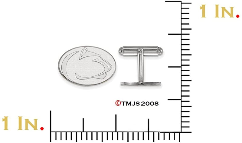 Rhodium-Plated Sterling Silver Penn State University Round Cuff Links, 17X22MM