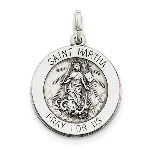 Sterling Silver Antiqued Saint Martha Medal (25X20MM)