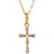 Girl's 14k Yellow Gold CZ Baguette Cross Pendant Necklace, 15"