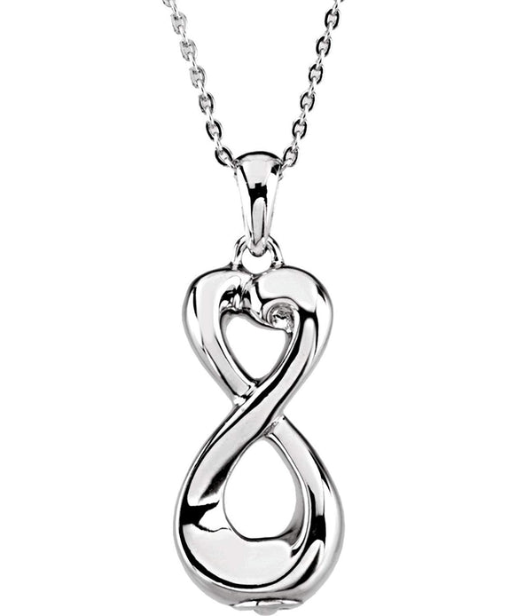 Sterling Silver Infinite Love Ash Holder Pendant Urn Cremation Memorial Necklace, 18"