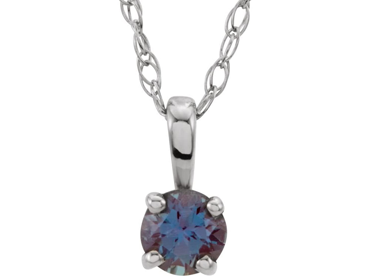 Children's Chatham Created Alexandrite 'June' Birthstone 14k White Gold Pendant Necklace, 14"