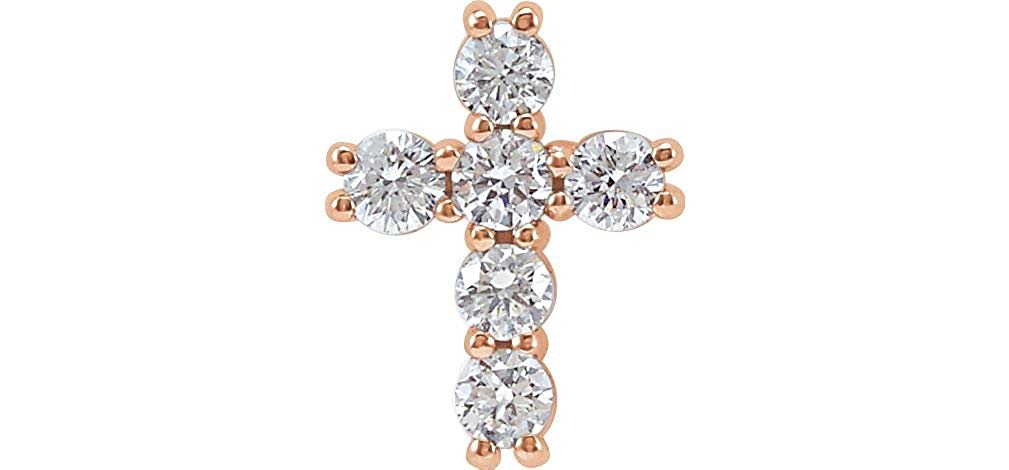 Diamond Cross Pendant, Rhodium-Plated 14k Rose Gold (1/4 Ctw, Color G-H, Clarity I1 )