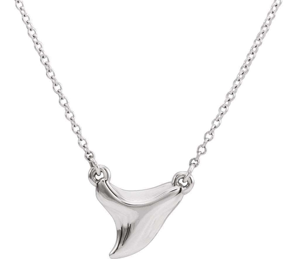 Shark Tooth Necklace in Rhodium-Plated 14k White Gold, 16-18"