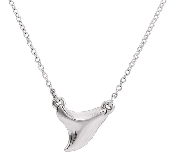 Shark Tooth Necklace in Rhodium-Plated 14k White Gold, 16-18"