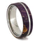 Purple Box Elder Burl, Deer Antler, 14k White Gold Comfort-Fit Titanium Couples Wedding Band Set