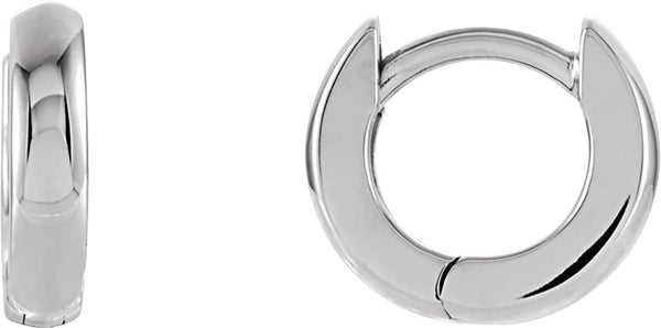 14k White Gold Hinged Hoop Earrings (9.5mm)