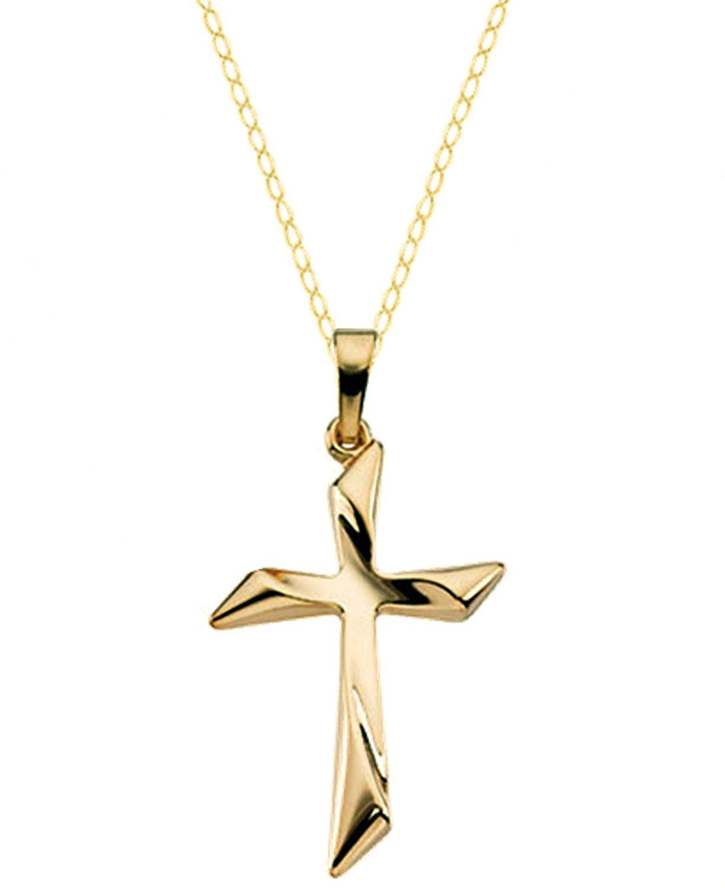 Curvy Cross 14k Yellow Gold Pendant Necklace, 16"