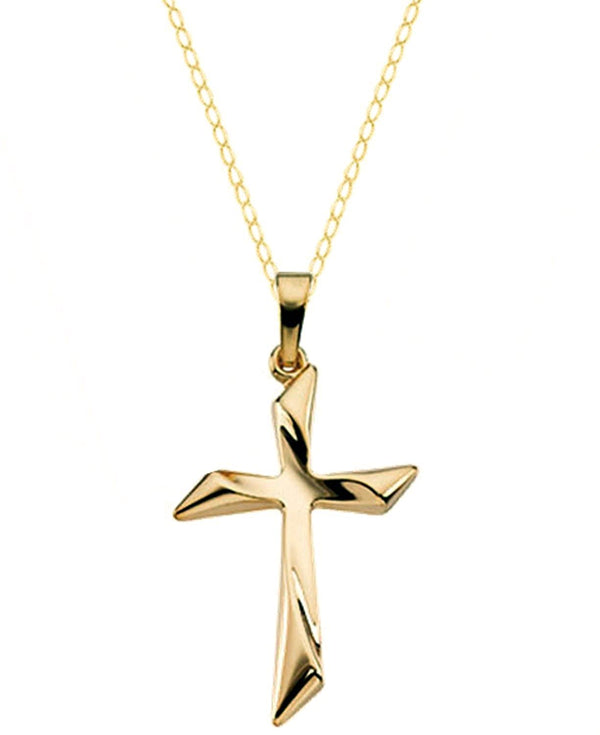 Curvy Cross 14k Yellow Gold Pendant Necklace, 18"