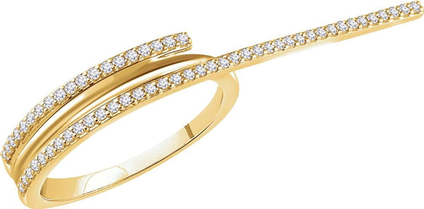 Diamond Two-Finger Ring, 14k Yellow Gold, Size 7 (0.25 Ctw, H+ Color, I1 Clarity)