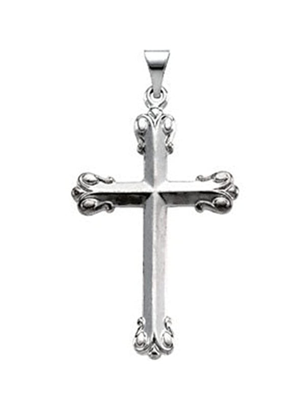 Ornate Cross Rhodium-Plated 14k White Gold Pendant (34.50X23.50)