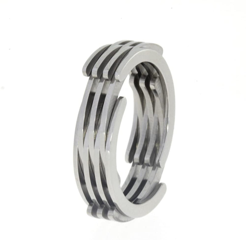 Doodle Ring 8mm Comfort-Fit Cool Titanium Gadget Band, Size 4.75