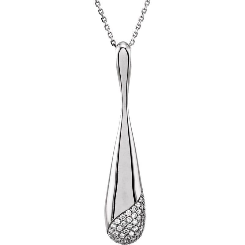 Diamond Teardrop 14k White Gold Pendant Necklace, 18" (1/5 Cttw)