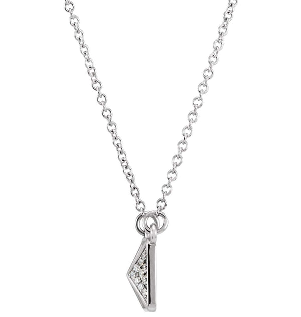 Diamond Pyramid Platinum Pendant Necklace, 16" (.05 Cttw)