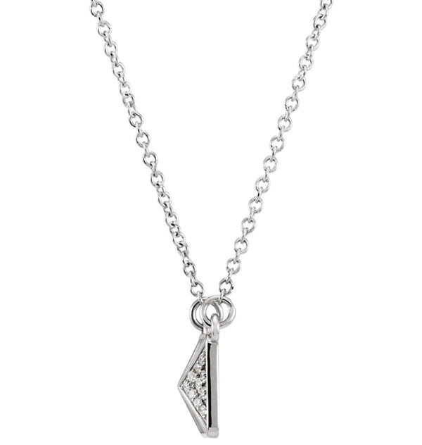 Diamond Pyramid 14k White Gold Pendant Necklace, 16" (.05 Cttw)