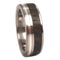 Ziricote Wood, Inlaid Sterling Silver 7mm Comfort-Fit Titanium Ring, Size 11.25