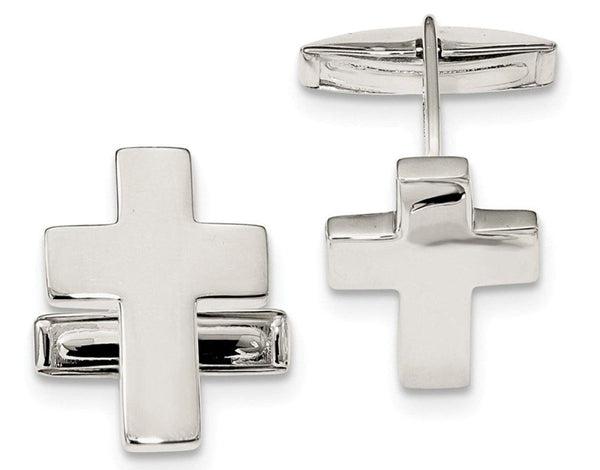 Sterling Silver Cross Cuff Links, 24.3X18.5MM