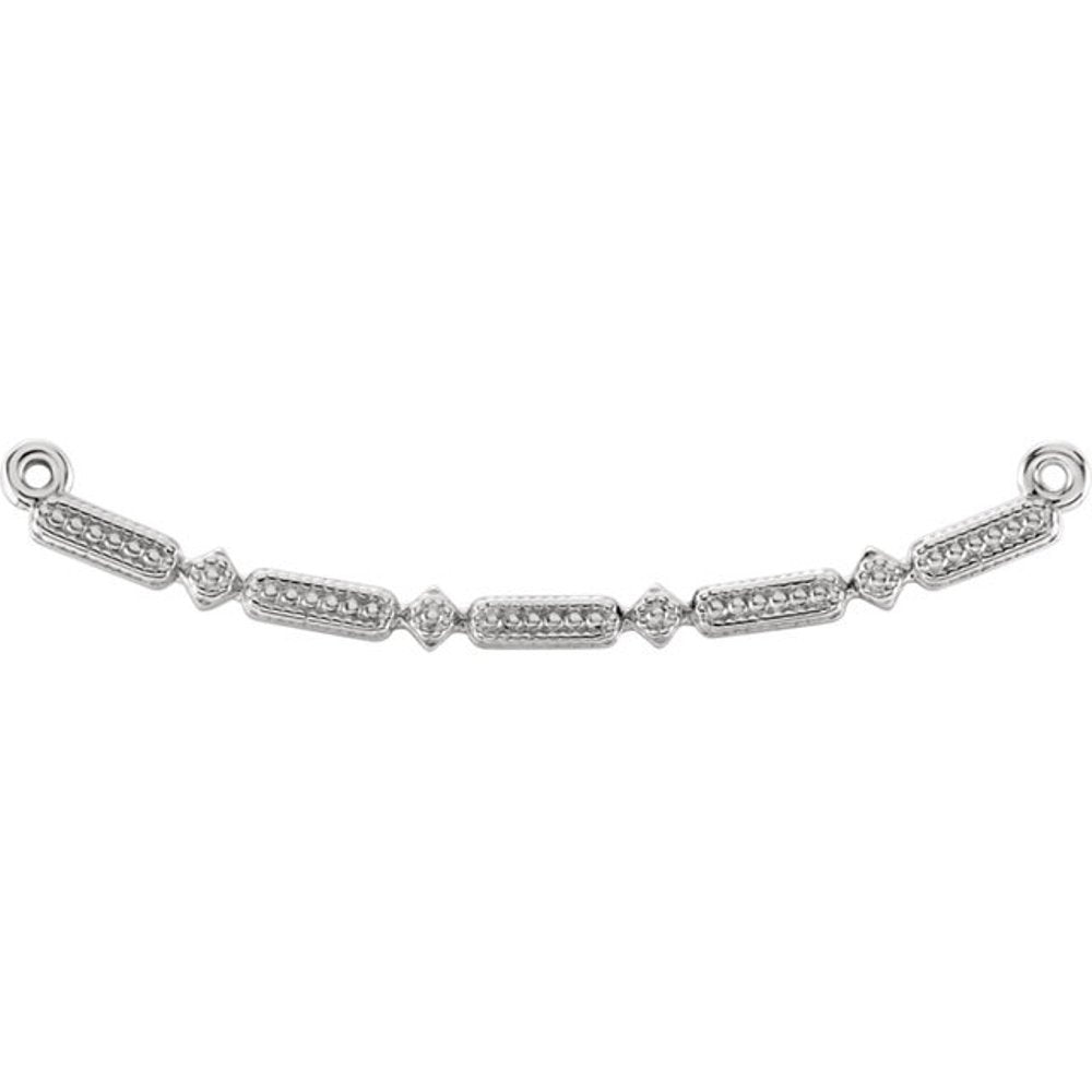 Petite Granulated Beaded Bar Pendant, 18k White Gold