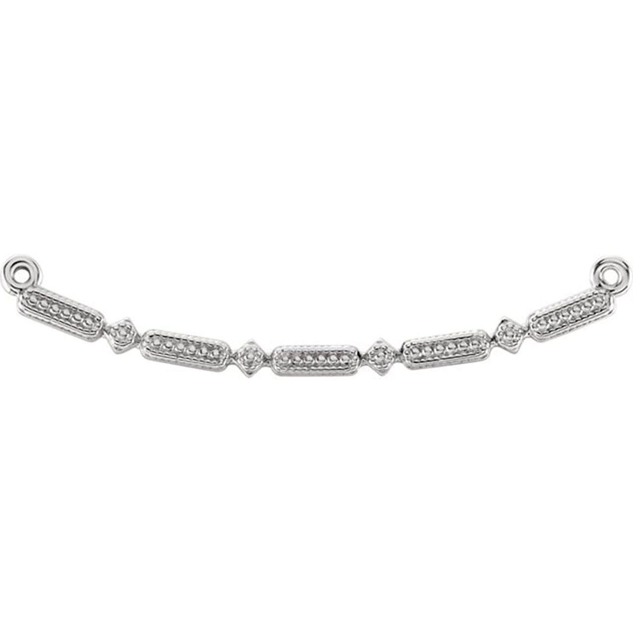 Petite Granulated Beaded Bar Pendant, 14k White Gold