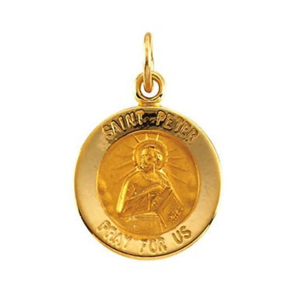 14k Yellow Gold Round St. Peter Medal (15MM)