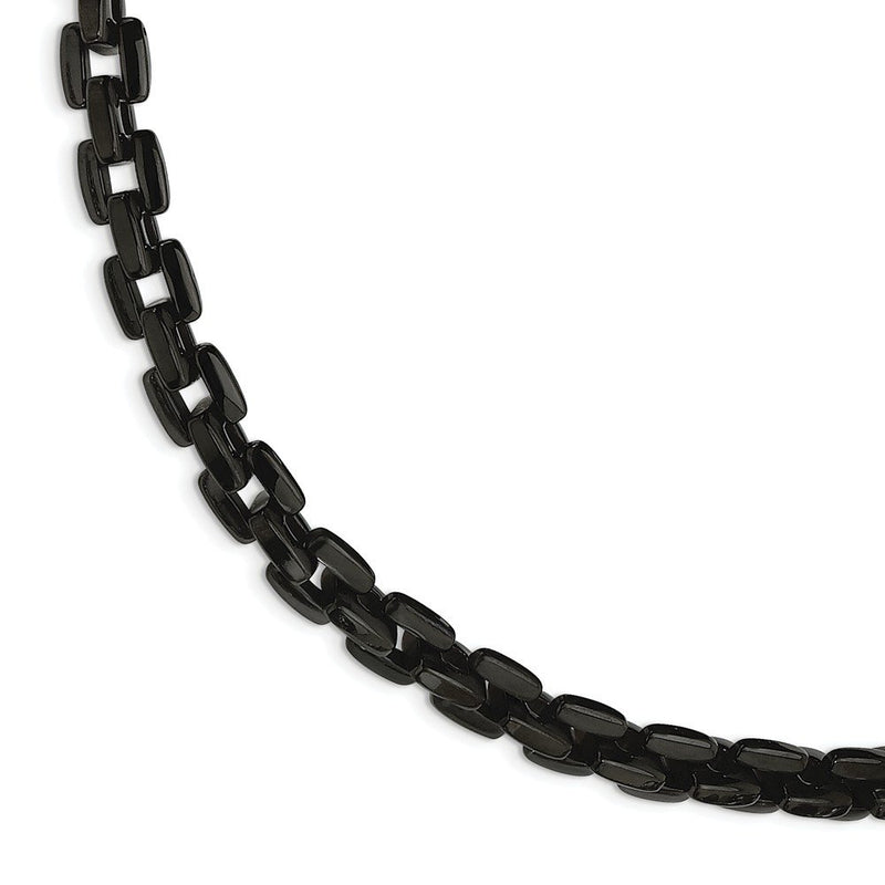 Men's Polished Stainless Steel 7mm Black IP-Plated Bracelet, 9"