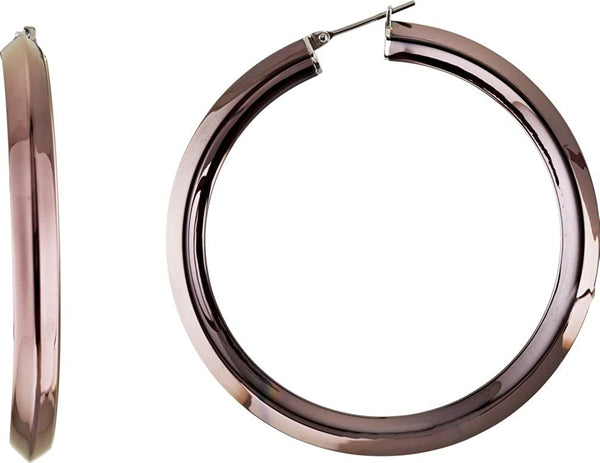 Amalfi Knife Edge Hoop Earrings with Chocolate Immerse Plating, Stainless Steel (50mm)