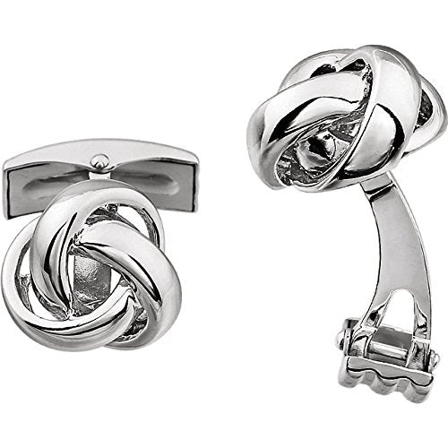 Mirror Polished Love Knot 14k Yellow Gold Cuff Links, 14MM