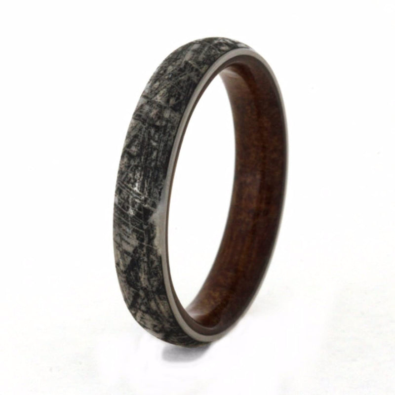 Mimetic Meteorite, Kauri Wood 4mm Comfort-Fit Matte Titanium Wedding Band