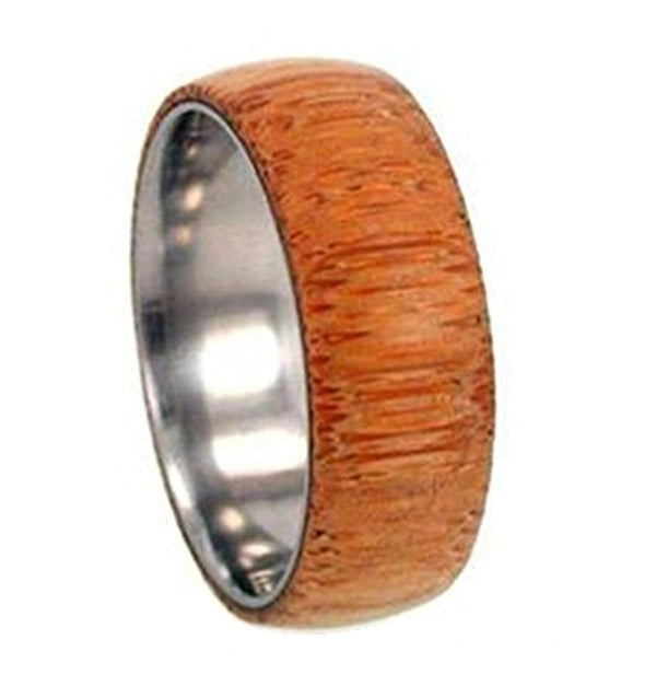Eco-Friendly Bamboo Wood Overlay 8mm Comfort Fit Titanium Ring, Size 10.25