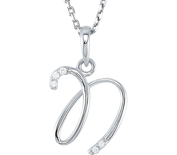 5-Stone Diamond Letter 'N' Initial Sterling Silver Pendant Necklace, 18" (.03 Cttw, GH, I2)
