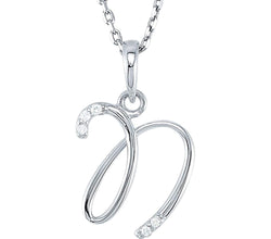 5-Stone Diamond Letter 'N' Initial 14k White Gold Pendant Necklace, 18" (.03 Cttw, GH, I1)