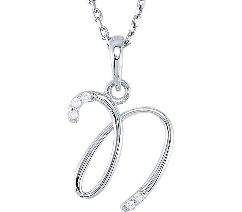 5-Stone Diamond Letter 'N' Initial 14k White Gold Pendant Necklace, 18" (.03 Cttw, GH, I1)
