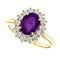 Genuine Oval Amethyst and Diamond Halo 14k Yellow Gold Ring (.35 Cttw, GH Color, SI1 Clarity), Size 5.25